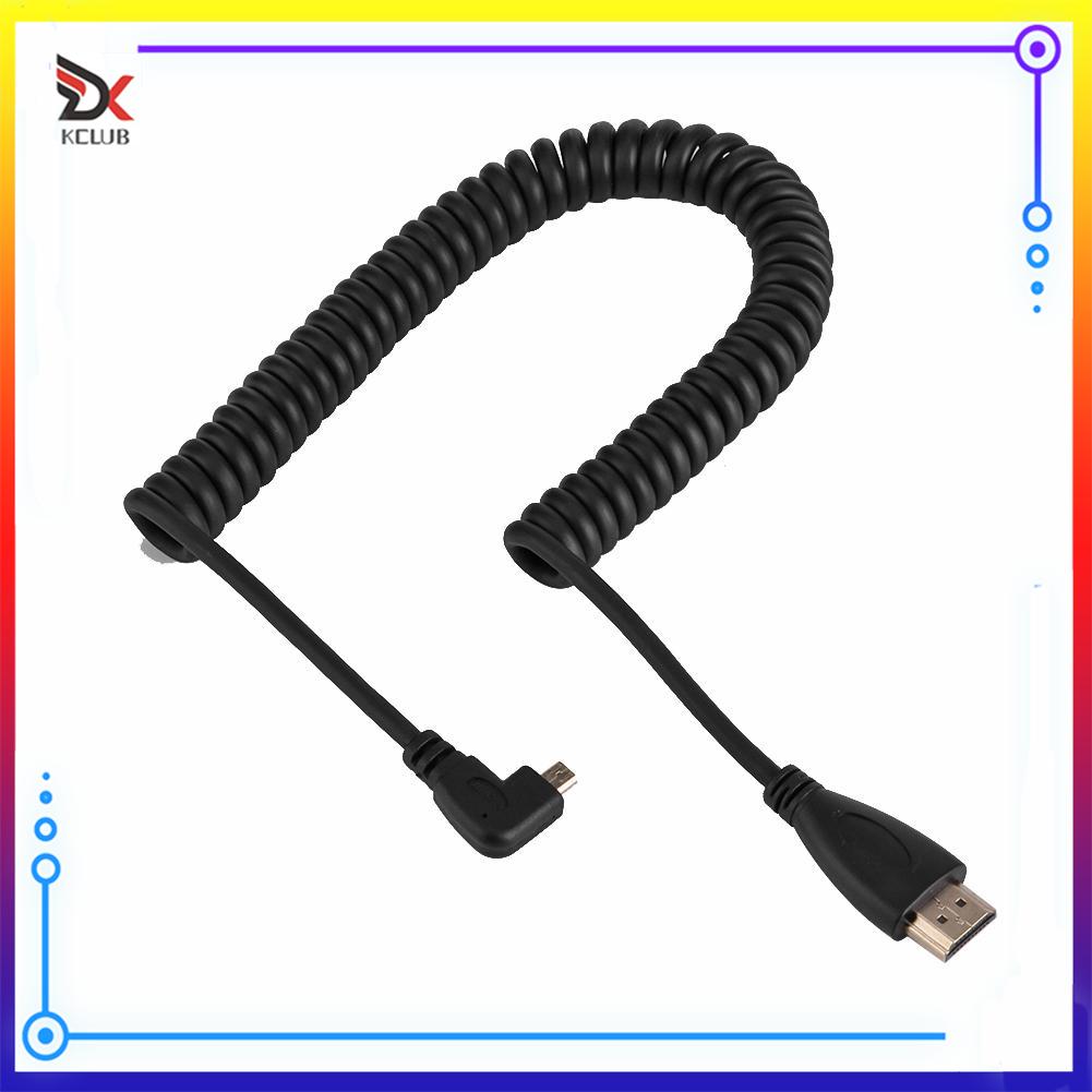 Right Angled 90 Degree Micro HDMI to HDMI Cable Telescopic Spring HDMI Wire