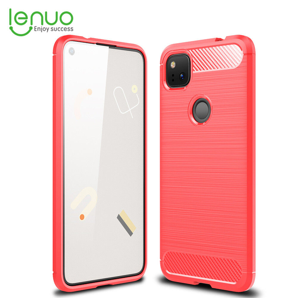 Lenuo for Google Pixel 4a Case - Carbon Fiber Silicone Brushed Cell Phone TPU Back Cover
