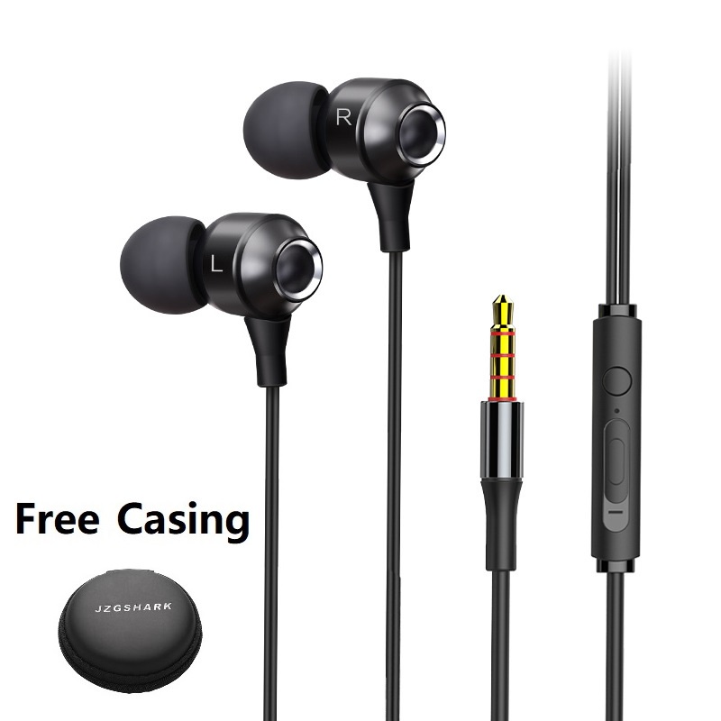 Bass Type C and 3.5mm Audio Jack Compatible for All Devices Earpiece Earphone Headphone Headset Ear buds Free Case