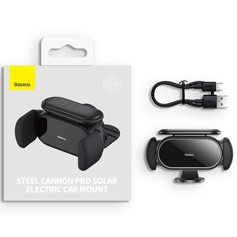 Baseus Phone Holder in Car Solar Battery Electric Auto Clamping Car Cell Phone Stand GPS Support Xiaomi Car Mount For iPhone