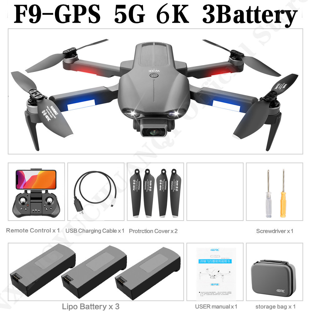 CEVENNESFE 2022 Professional F9 Drone 6K Dual HD Camera 5G GPS positioning Aerial Photography Brushless Motor Foldable Quadcopter RC Drone