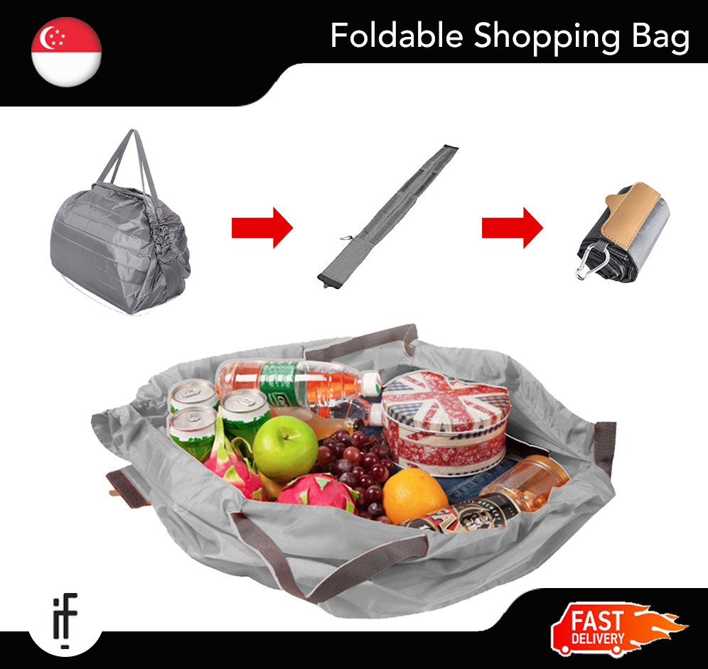 Foldable Shopping Bag Tote Large Travel Bag Eco Compact For Grocery Travel [ Singapore Seller ]
