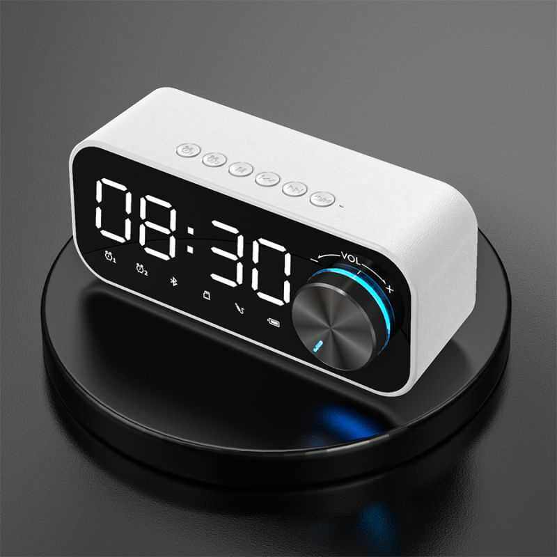 4 Colors LED Wireless Bluetooth Speaker with Alarm Clock Mirror Phone Holder FM Collection Reminder Function for Business Use Wireless Subwoofer