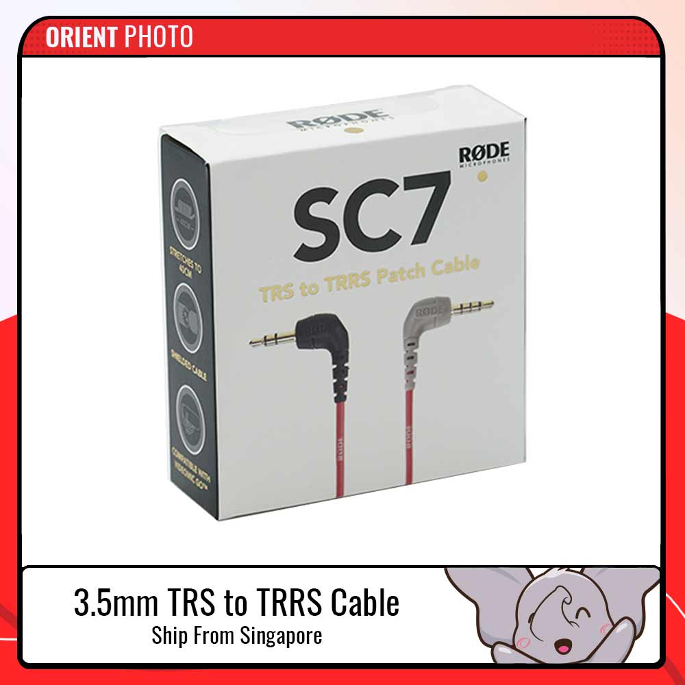 RODE SC7 3.5mm TRS to TRRS Patch Cable Male to Male Camera Mobile Phone Mic Cable Converter Android