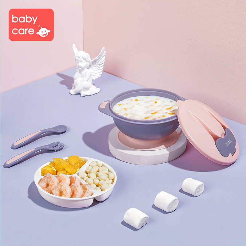 Bc Babycare Kids Bowl Set With Suction Cup BPA Free Baby Feeding Utensils Spoon Fork Set