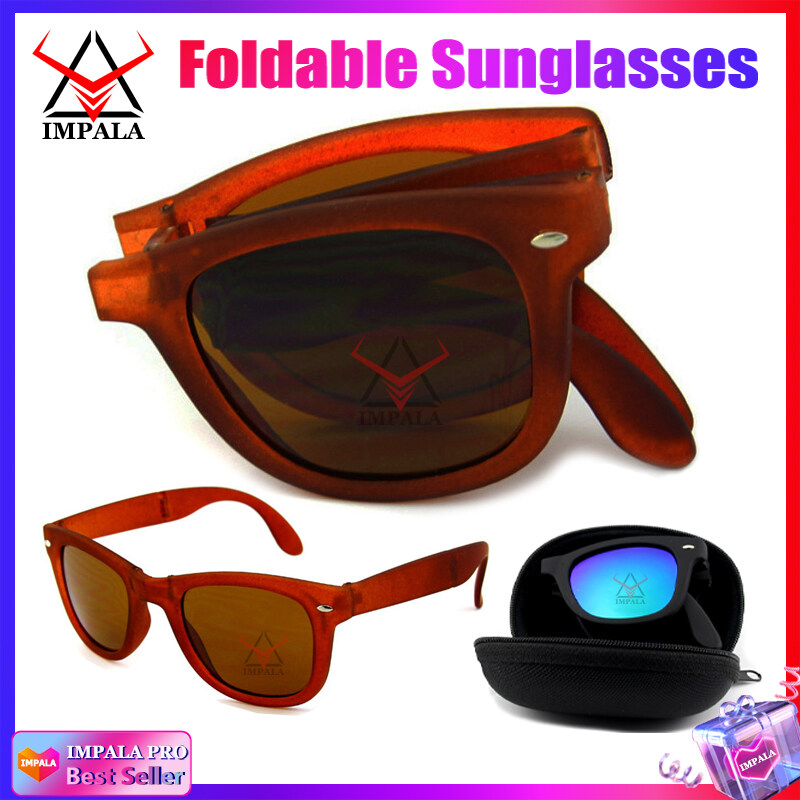 IMPALA QT116X Fashion Foldable Sunglasses for Men and Women Anti Glare Outdoor Sports Sun glasses Portable Glasses UV Protection Lens with Mini Eyewear Case