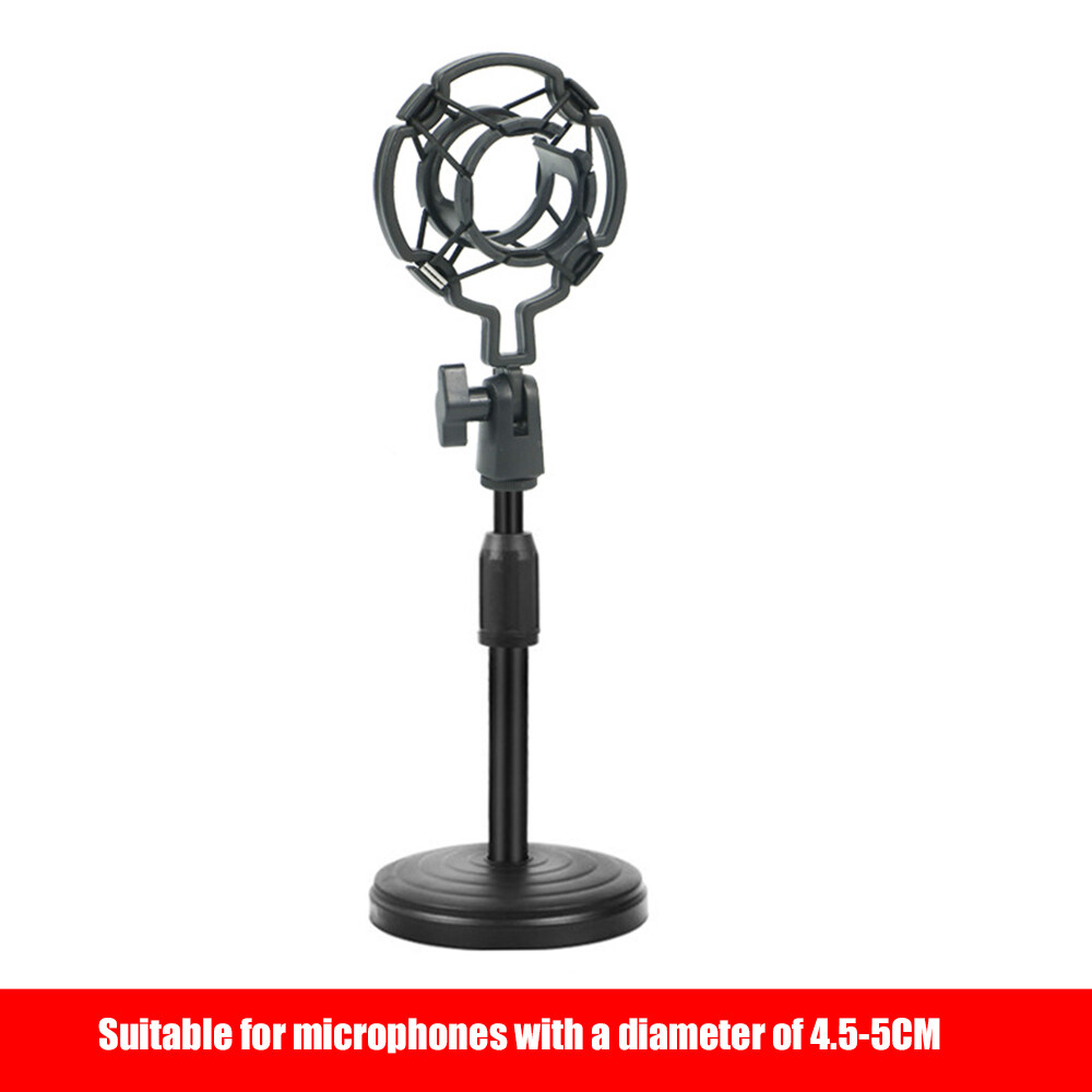 Desktop Microphone Stand Upgraded Adjustable Table Mic Stand with Base Micro Microphone Holder Mic Clip for Podcasts Singing